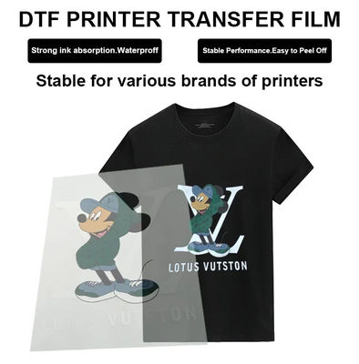 ฟิล์มพิมพ์ DTF 42cm*100M กระจ่างใส Matte White ink พิมพ์ฟิล์มสําหรับเครื่องแต่งกาย