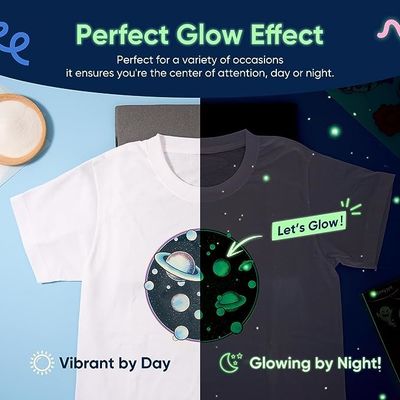 Glow In The Dark DTF Film หนังถ่ายความร้อน DTF เนื้อผ้าที่สว่าง 30 ซม. 60 ซม.