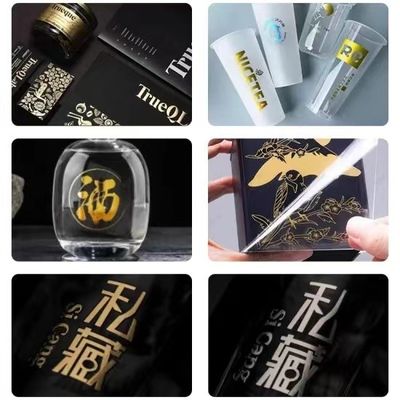 วัสดุการพิมพ์ดิจิตอลยูวี ยูวีโอนสติ๊กเกอร์โลโก้ โฟล์ทอง DTF Printer Film