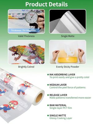 Dtf Film Printing Hot Peel Cold Peel Double Single Side Printing 75 Micron 30 33 60cm*100m DTF หนัง PET รอลล์