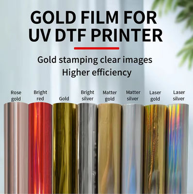 30 ซม. UV DTF การตราร้อน โฟลย ฟิล์มโฮโลแกรฟิก HTV ฟิล์มโอนความร้อน ทองเงินสําหรับพื้นผิวแข็ง