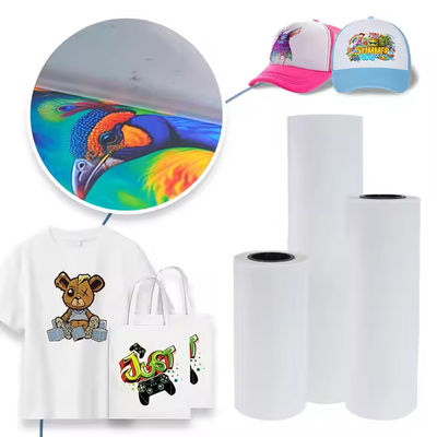 33CM x 100M DTF PET Roll 75 Micron White Heat Transfer Film สําหรับการออกแบบตามสั่ง