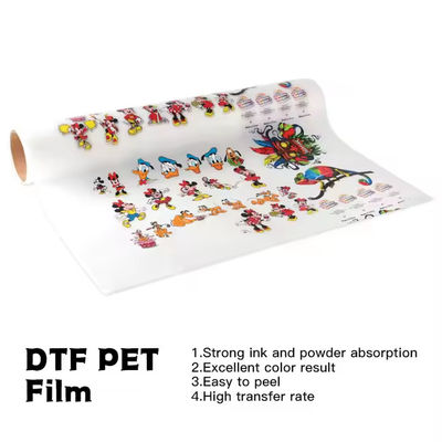 DTF Transfer Film 30CM x 100M 75U เหมาะกับ CMYK + สีขาวสําหรับการพิมพ์เสื้อผ้า